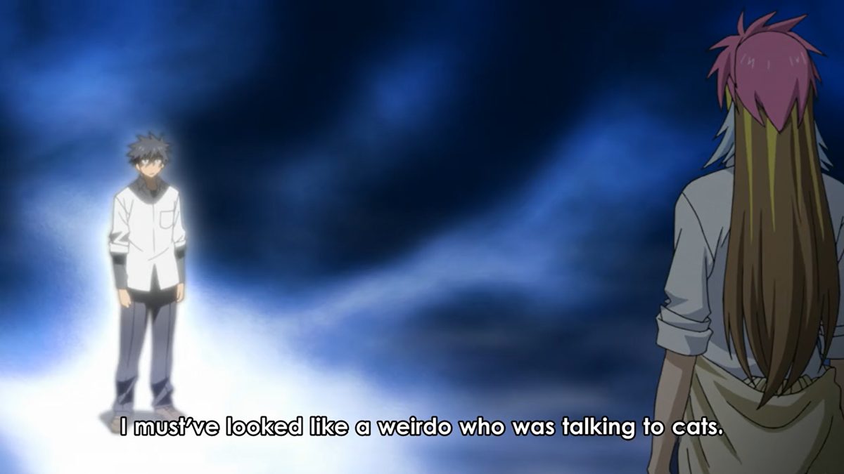A weirdo who talks to cats in this weird anime.