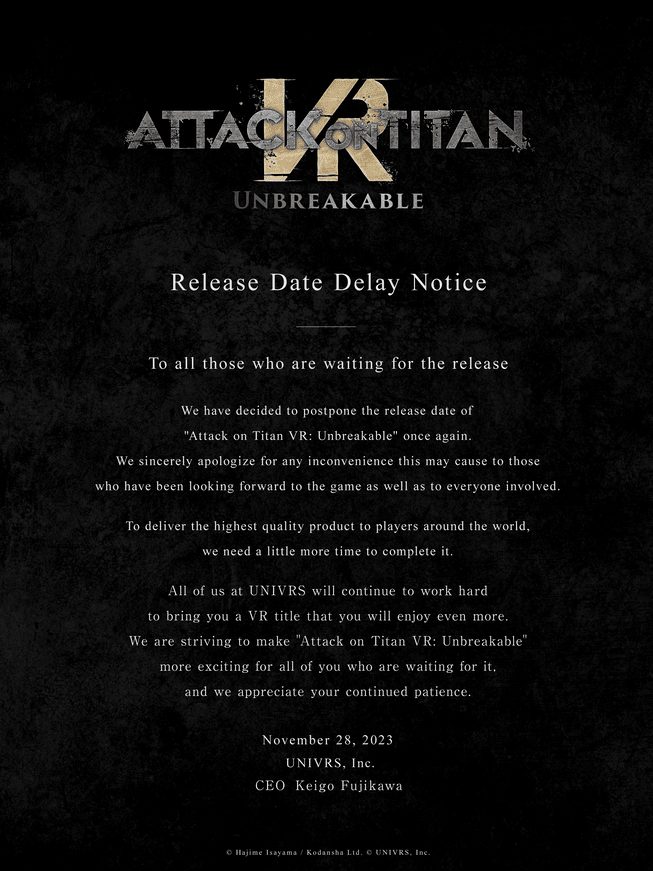 Attack On Titan VR Unbreakable PV1 Delay 13