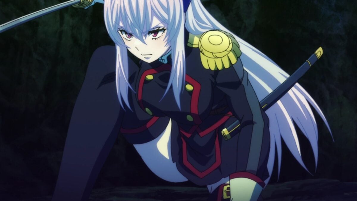 Chained Soldier Episode 11 Kyouka Crouches