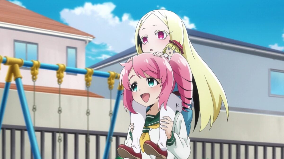 Gushing Over Magical Girls Episode 6 Korisu Rides Haruka's Shoulders