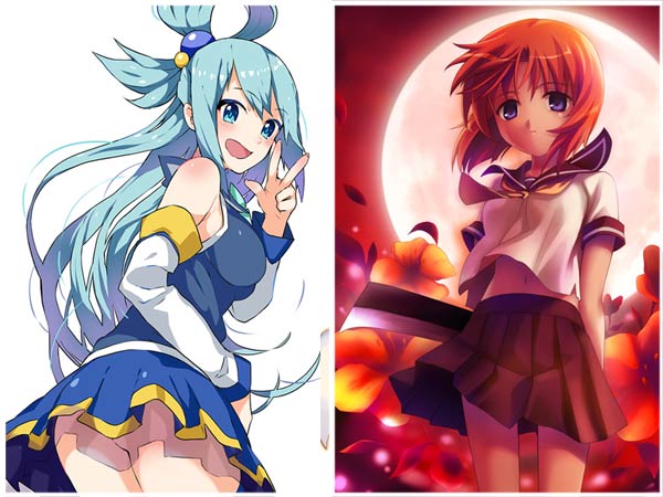 aqua konosuba and higurashi when they cry