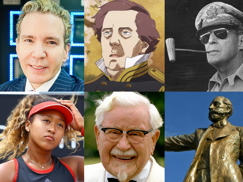 Dave Spector, Admiral Perry, Douglas Macarthur, Naomi Osaka, Colonel Sanders, Clarke Hakase