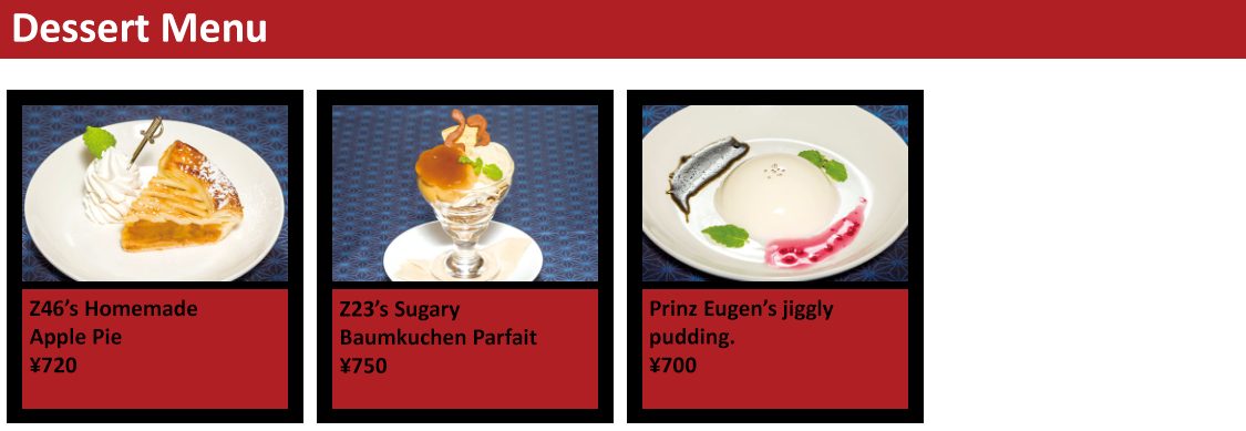 Azur Lane Ironblood Cafe Dessert Menu