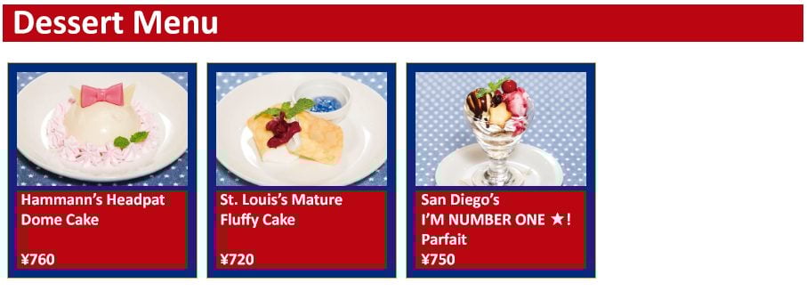 Azur Lane Union Cafe Dessert Menu