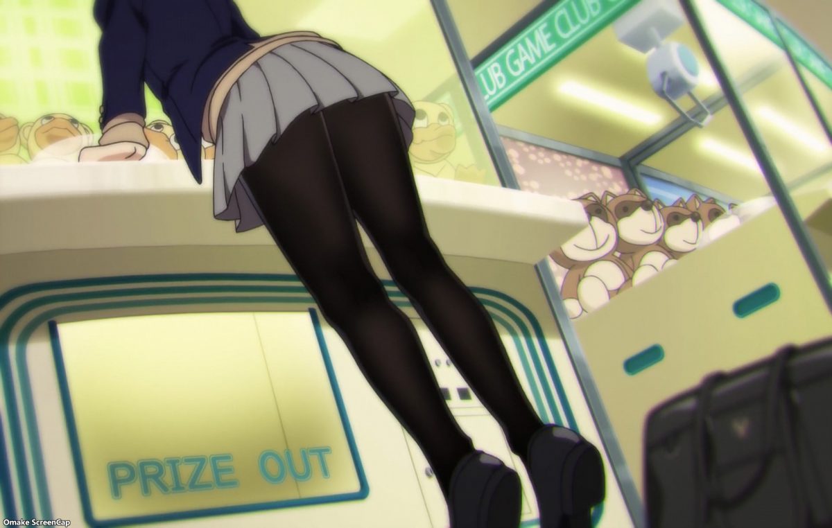 Miru Tights Episode 11 Ren Leans Up Against Crane Game