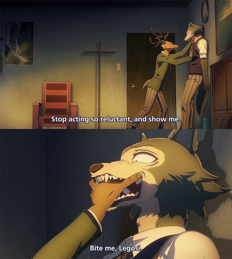 Louis Senpai And Legoshi Bite Scene Image