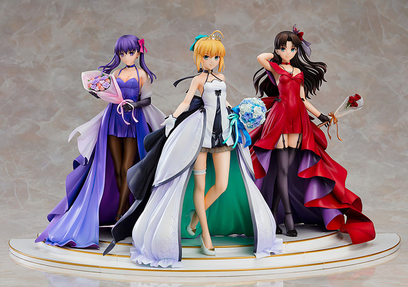 Fate Stay Night Saber Rin Tohsaka Sakura Matou 15th Celebration Dress Version Figure 0003