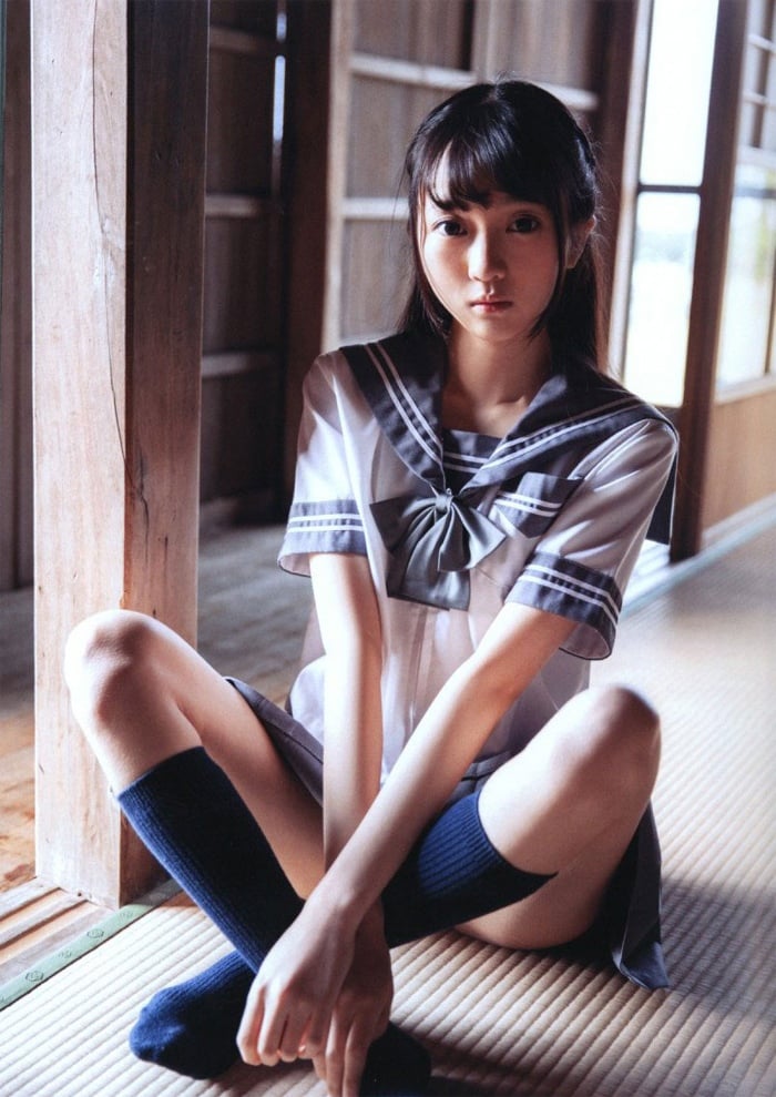 Rem Hayami wearing school uniform