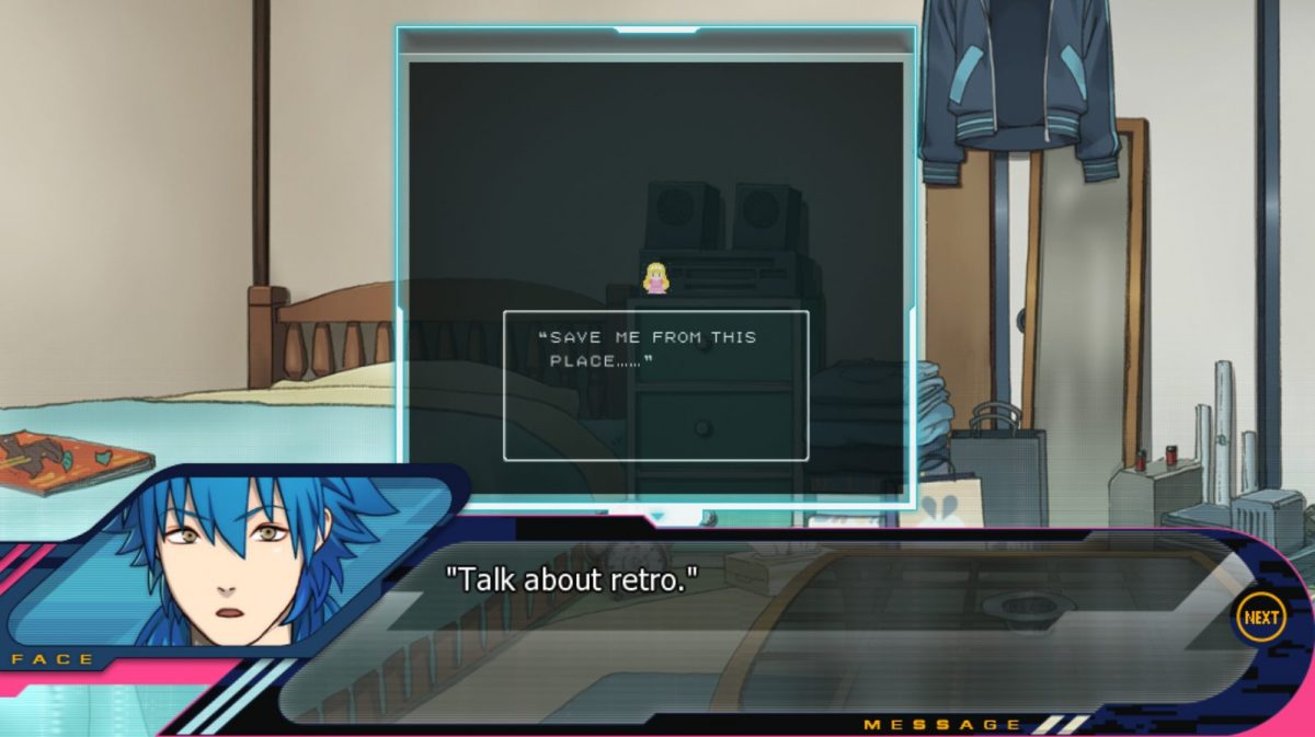 A strange message in DRAMAtical Murder's cyberpunk world