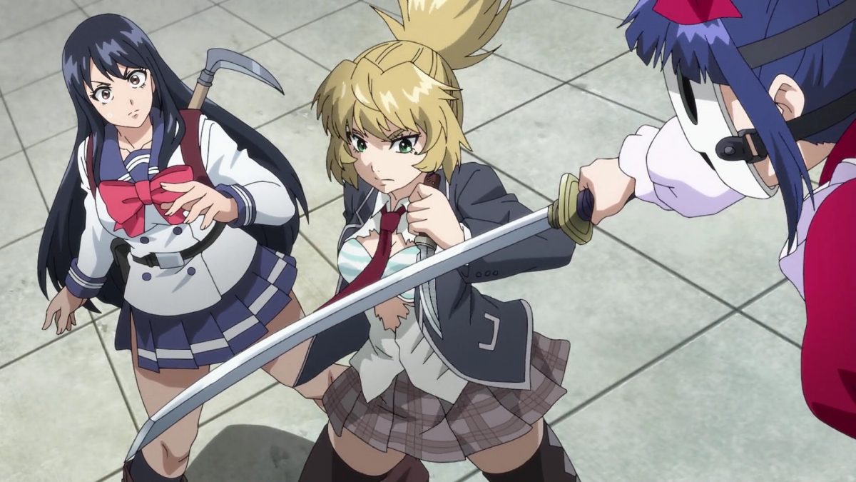 High Rise Invasion Episode 5 Mayuko Blocks Ein Mask's Attack