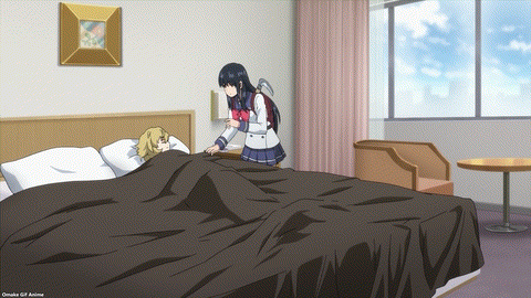 High Rise Invasion Episode 6 Yuri Kisses Mayuko's Cheek