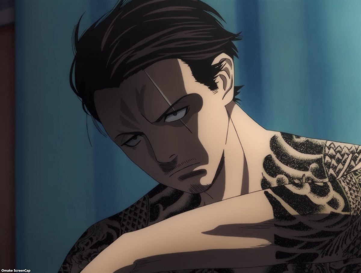 Gokushufudou Episode 1 Tatsu Shows Tattoos