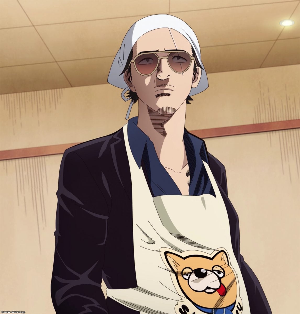 Gokushufudou Episode 1 Tatsu Wears Apron