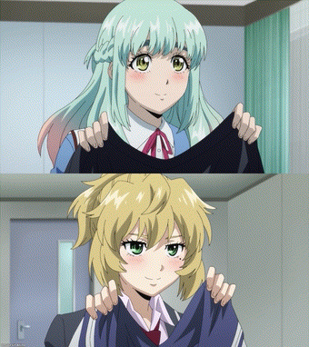 High Rise Invasion Episode 11 Kuon Mayuko Help Sniper Mask Yuri Dress