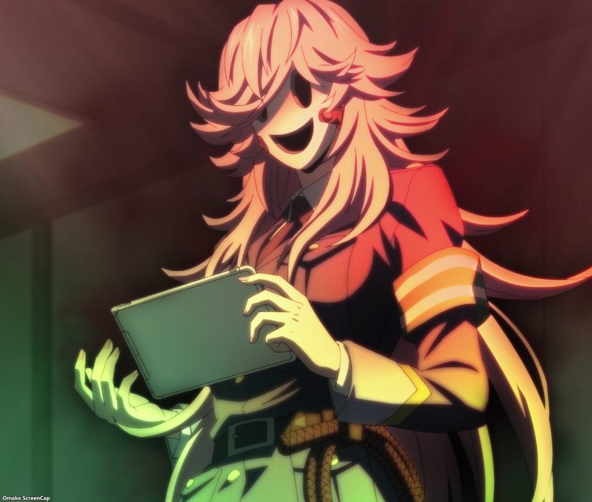 High Rise Invasion Episode 7 Policewoman Mask Looks At Tablet