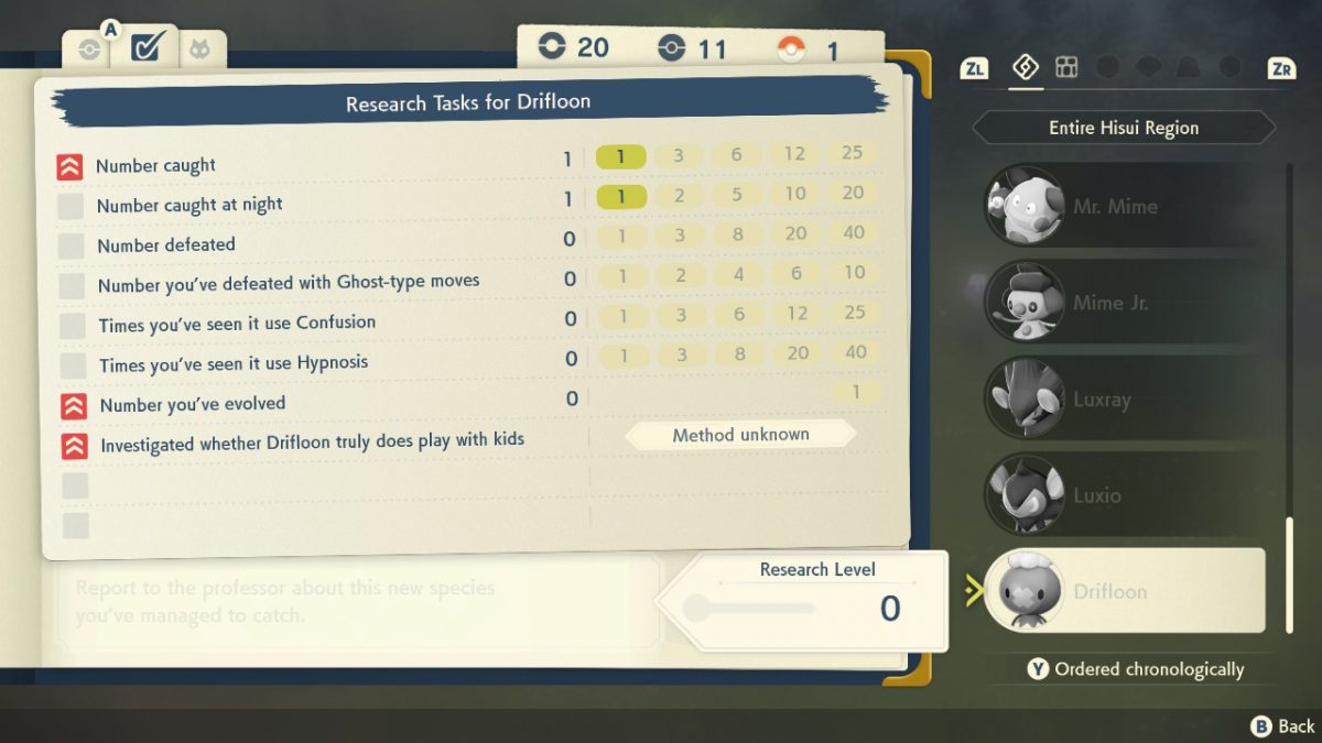 Pokémon Legends: Arceus Pokedex