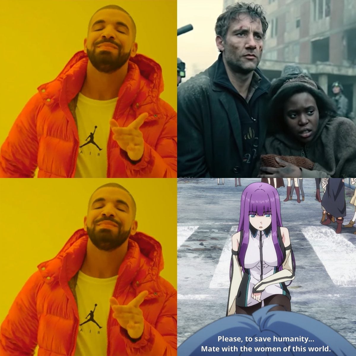 World's End Harem and Children of Men meme