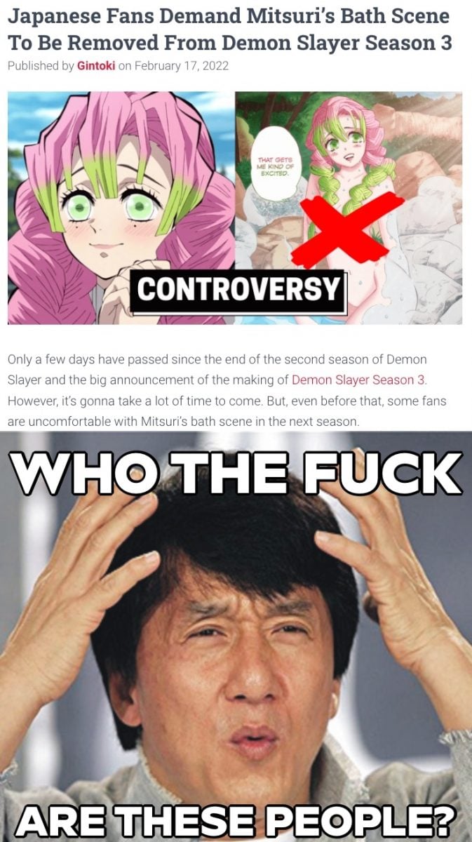 Anime Blogs Japanese Fans Demand Mitsuri's Bath Scene To Be Removed Meme