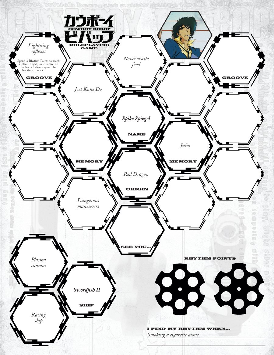 Cowboy Bebop Roleplaying Game Character Sheet Spike