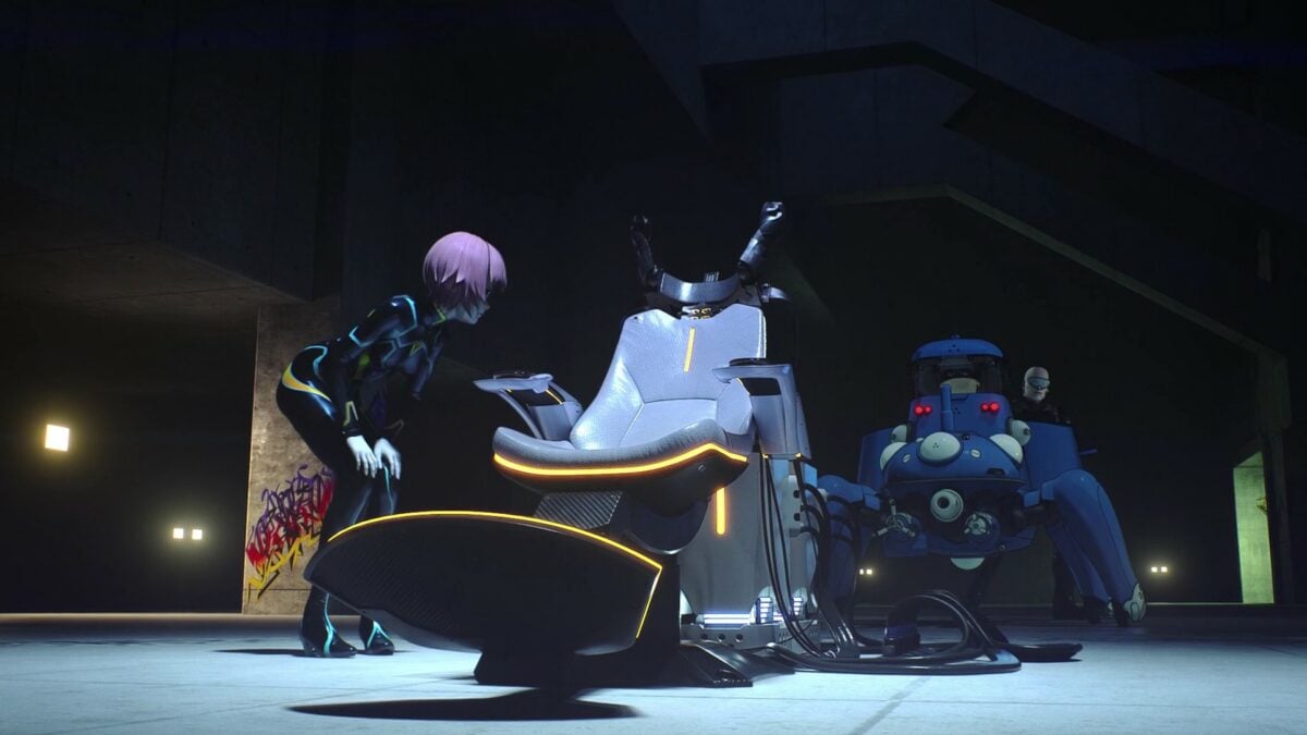Ghost In The Shell SAC 2045 S2 Episode 11 Purin Examines Suzuka's Chair