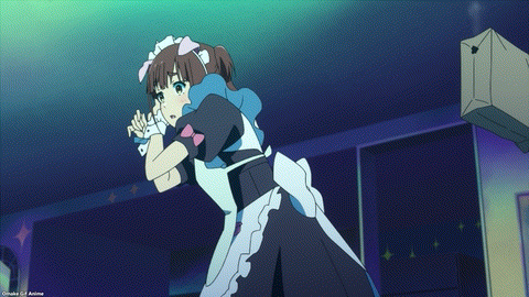 Akiba Maid War Episode 1 Blood Sprays Nagomi's Bib