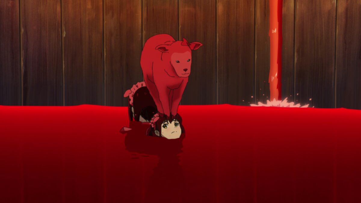 Akiba Maid War Episode 5 Lamb Stands On Nagomi's Head