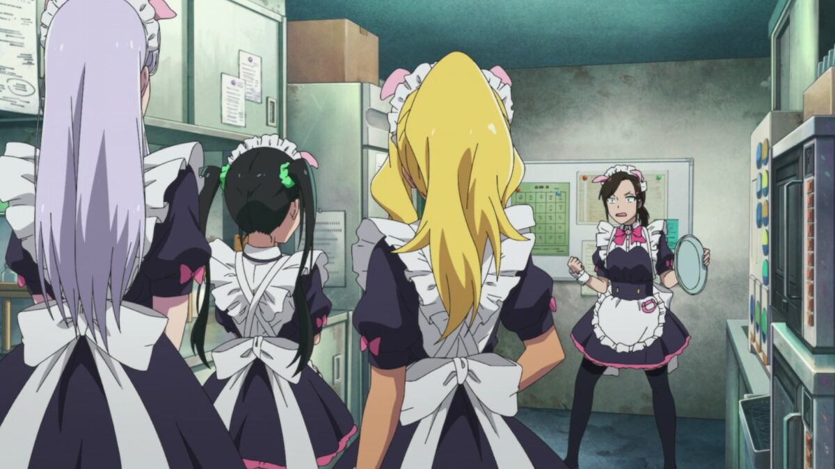 Akiba Maid War Episode 5 Tenchou Wears Maid Uniform