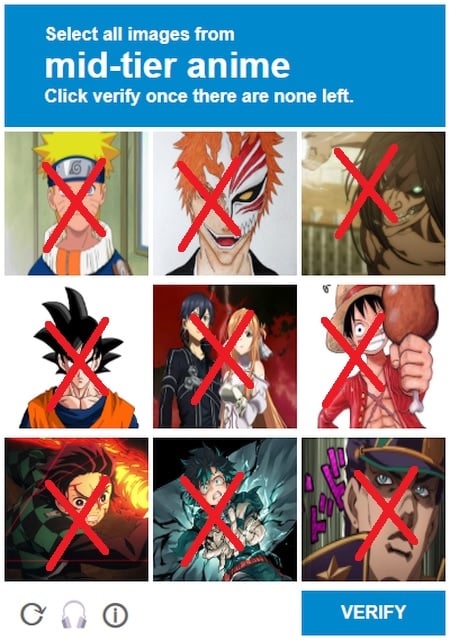 Mid Tier Anime Captcha Response