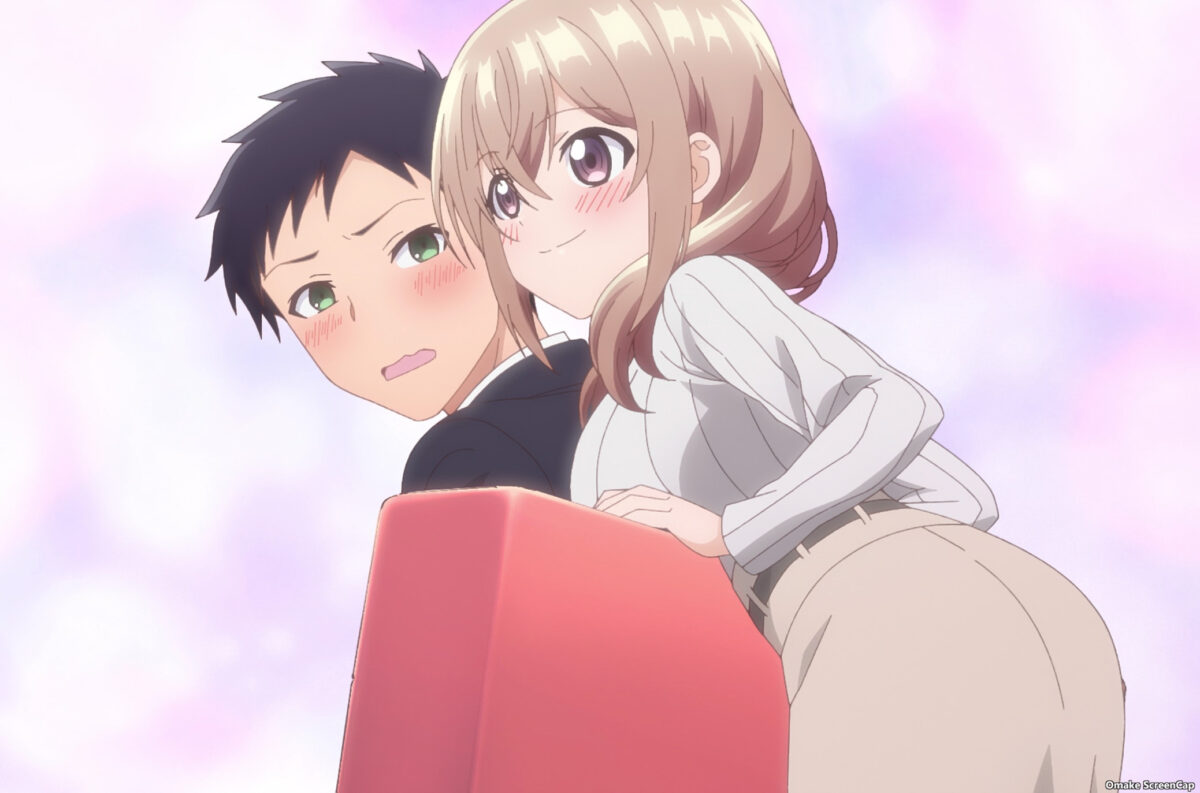 My Tiny Senpai Episode 2 Shiori Leans Against Shinozaki