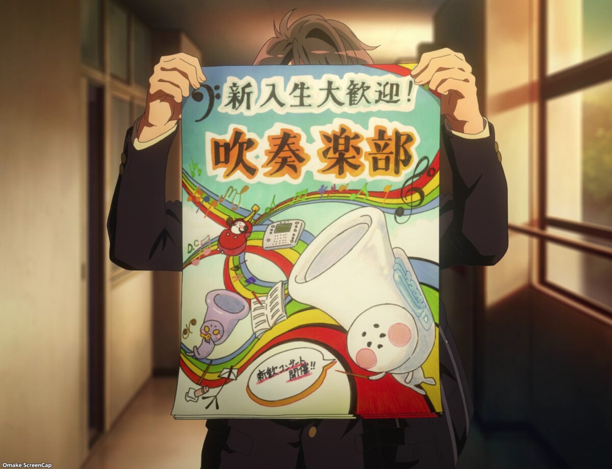 Hibike! Euphonium S3 Episode 1 Tsukamoto Holds Recruitment Poster