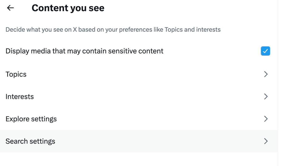 sensitive content settings for twitter