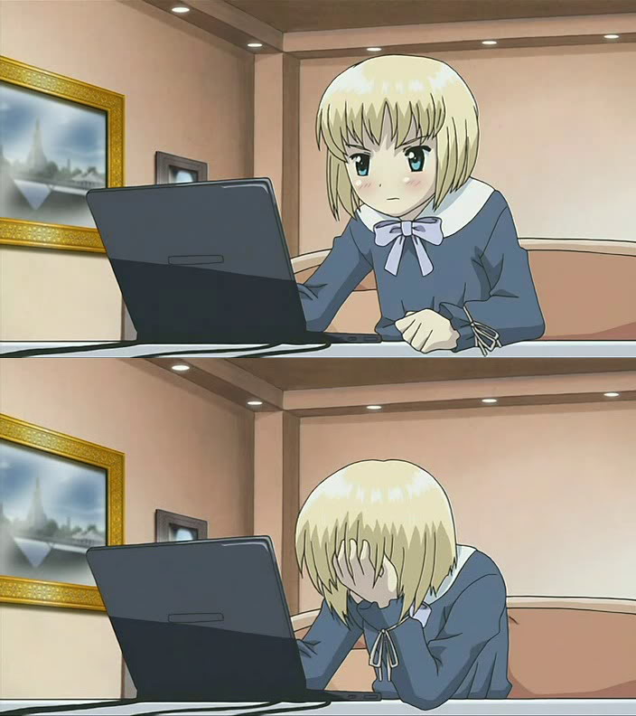 Anime Facepalm Computer