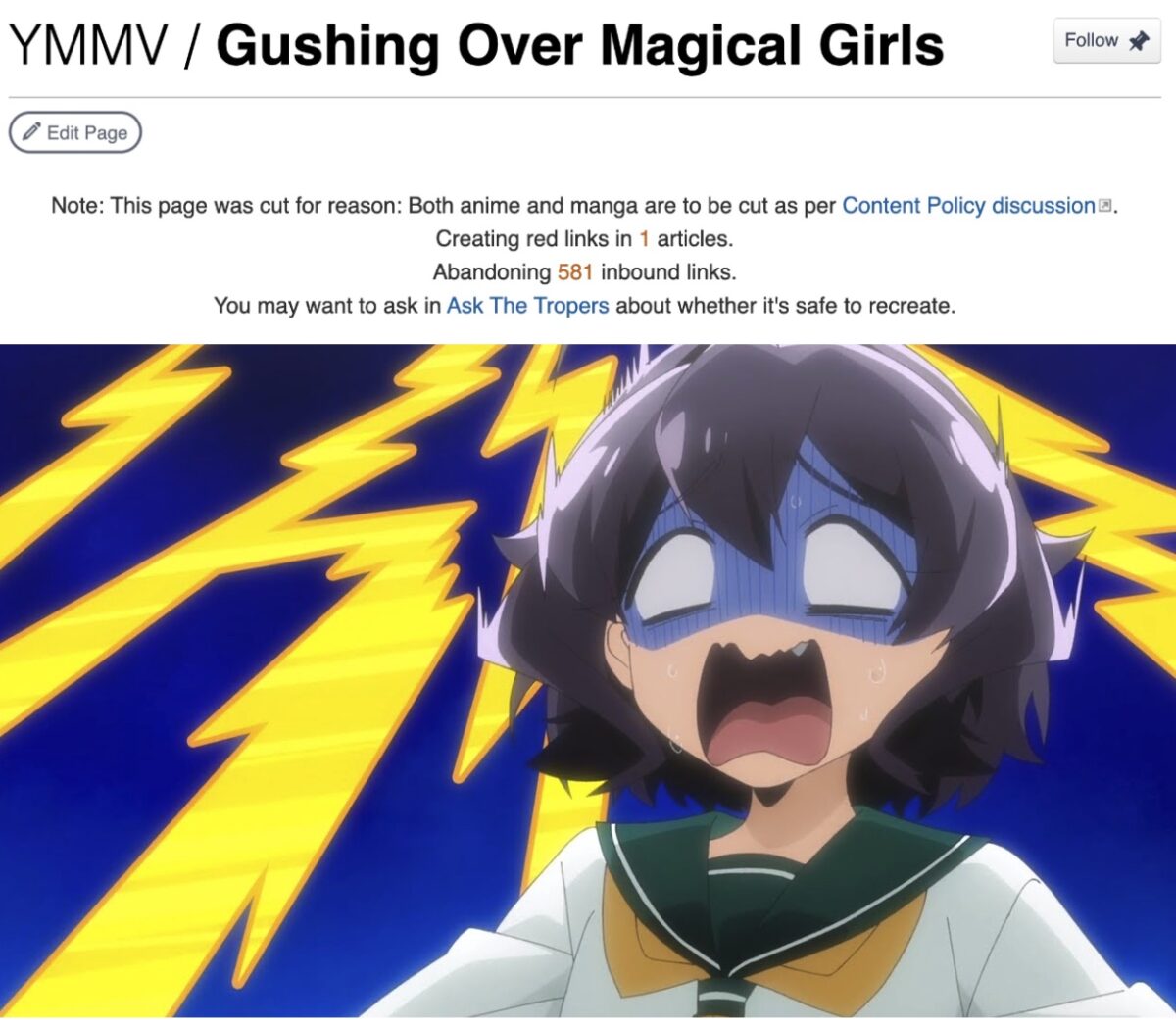 Gushing Over Magical Girls Banned from TVTropes