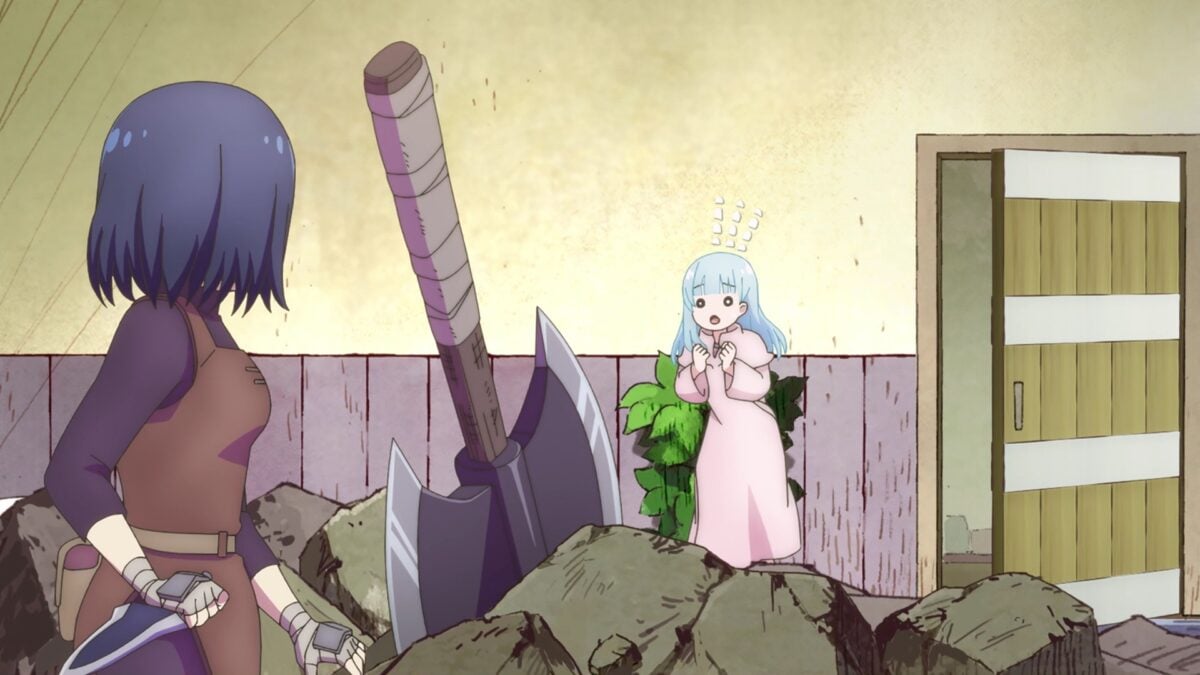 Dungeon No Naka No Hito Episode 1 Belle Looks At Dungeon Wall Damage