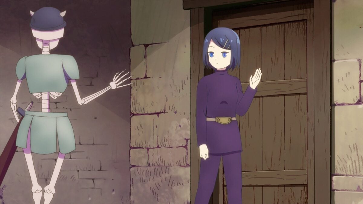 Dungeon No Naka No Hito Episode 2 Clay Greets Skeleton