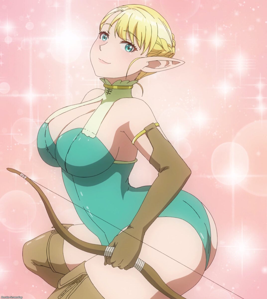 Elf San Wa Yaserarenai Episode 1 Elfuda Poses With Bow