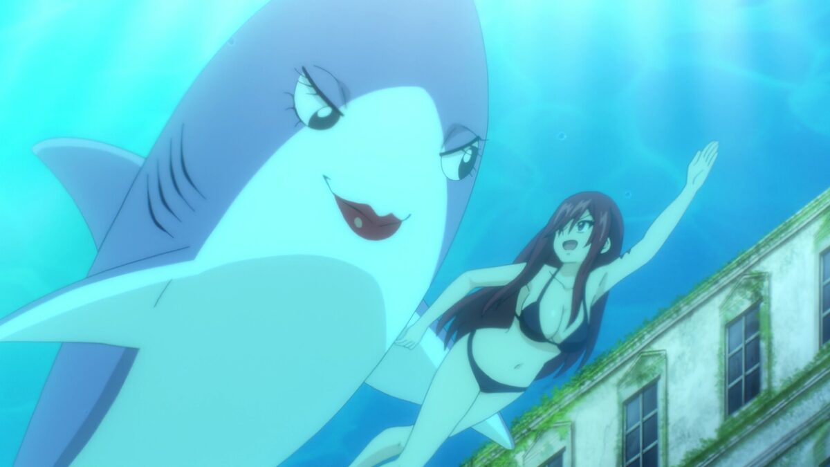 Fairy Tail 100 Years Quest Episode 2 Erza Swims With Shark