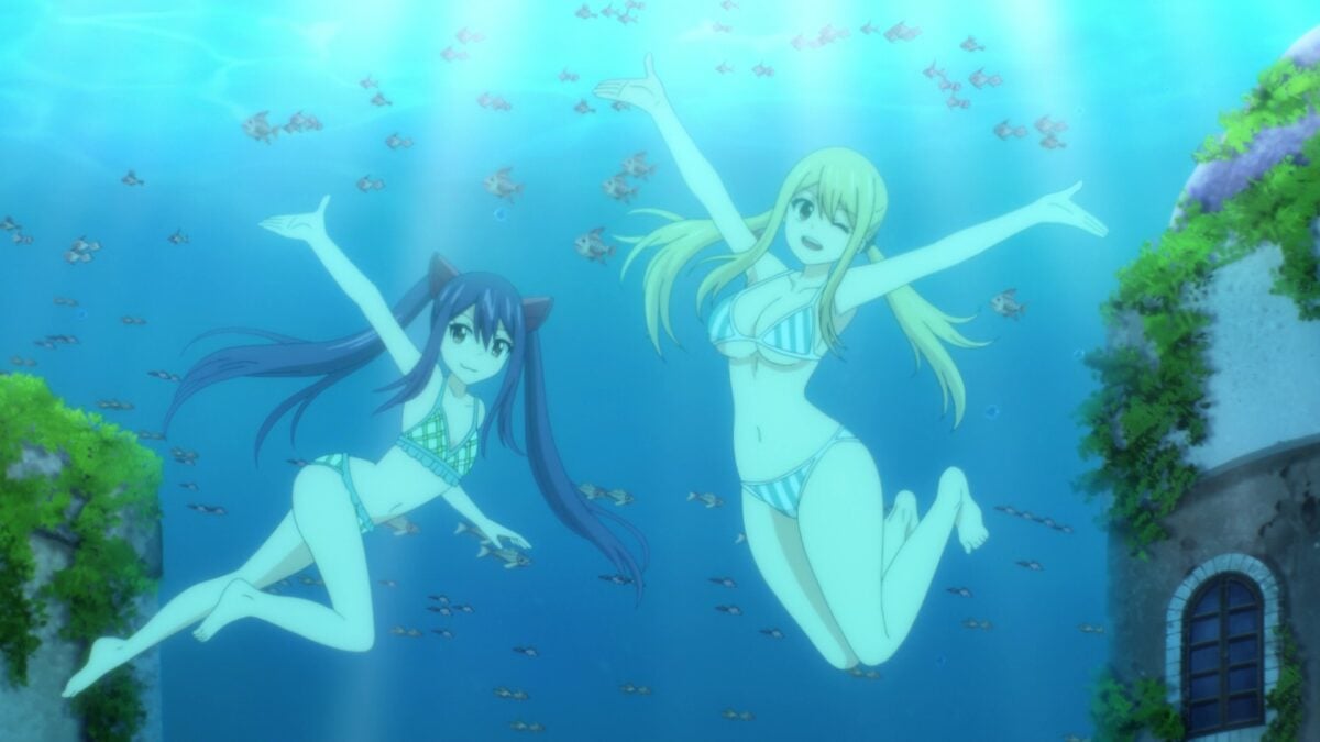 Fairy Tail 100 Years Quest Episode 2 Wendy Lucy Wear Swimsuits