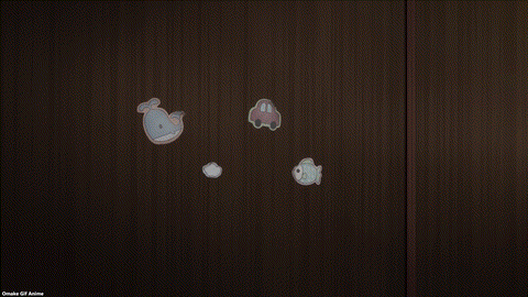 Gimai Seikatsu Episode 1 Saki Finds Childhood Stickers