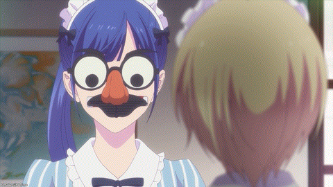 Goddess Cafe Terrace Episode 13 Ami Blows Mustache Whistle