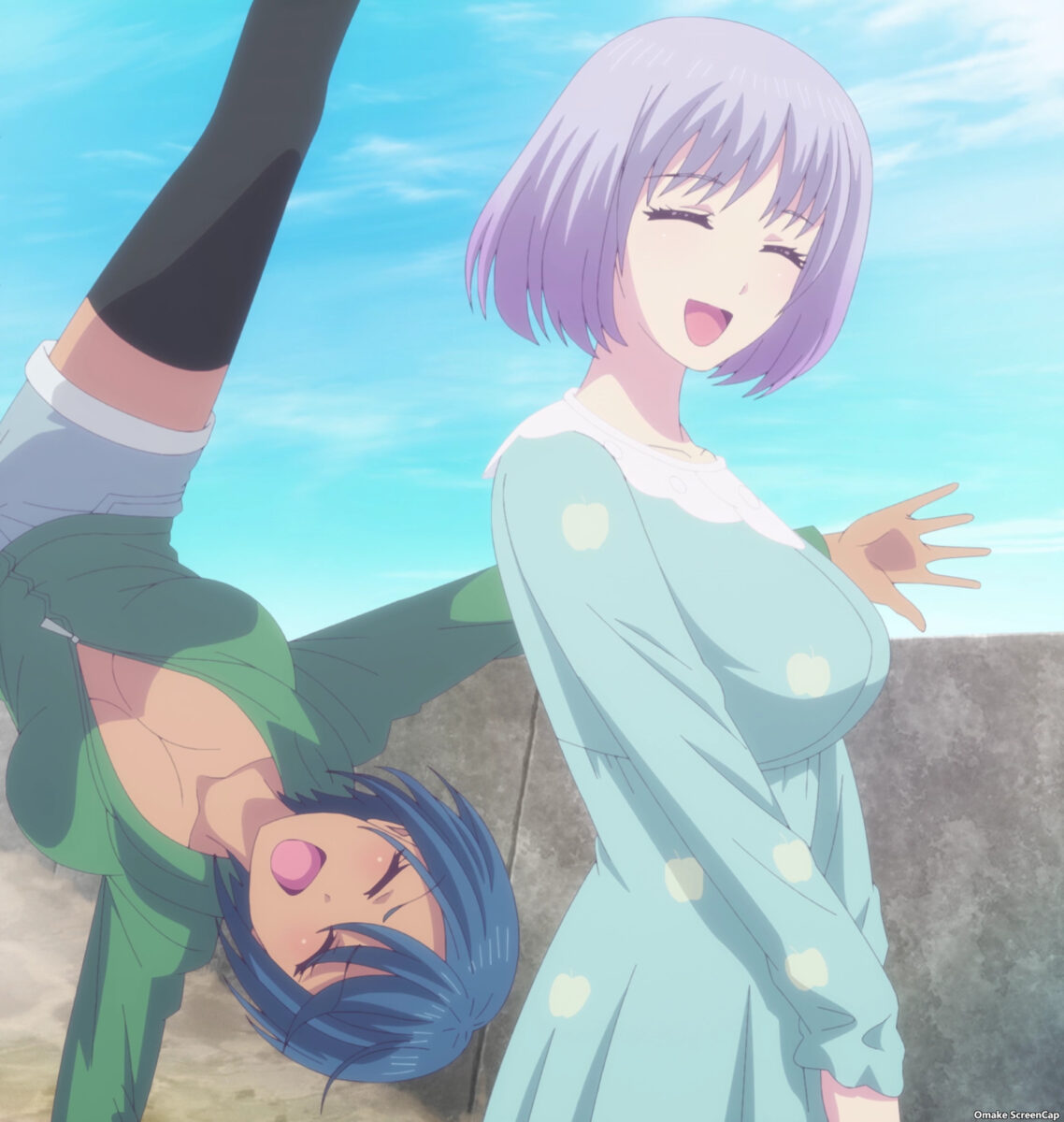 Goddess Cafe Terrace Episode 16 Valentina Handstand Behind Moemi