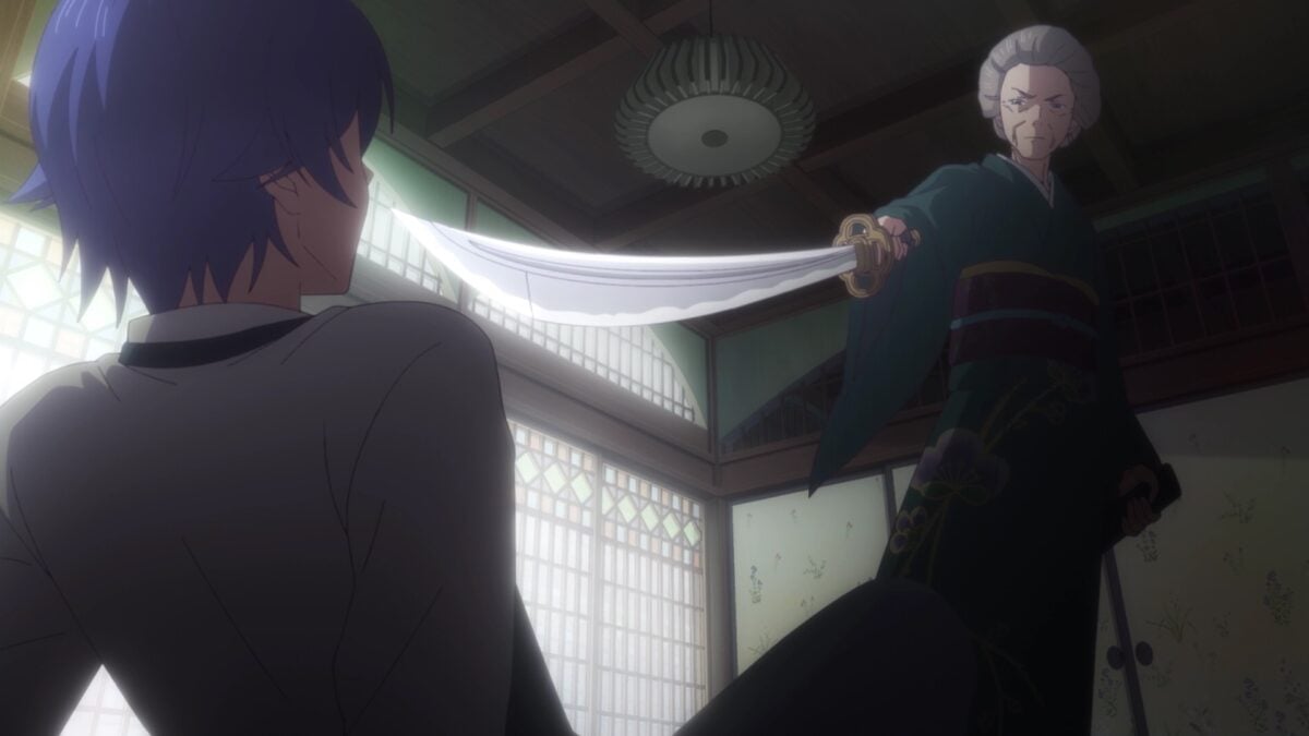 Goddess Cafe Terrace Episode 20 Grandma Youko Points Katana