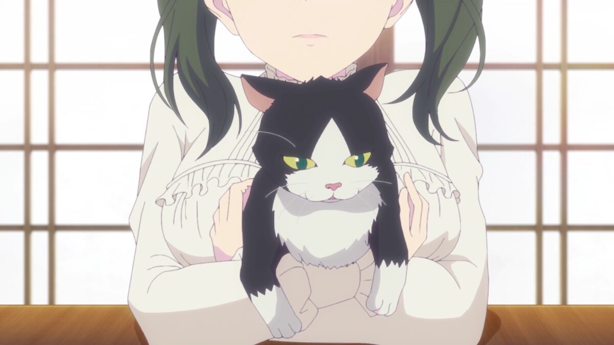 Goddess Cafe Terrace Episode 21 Ririka Holds Sachiko Cat