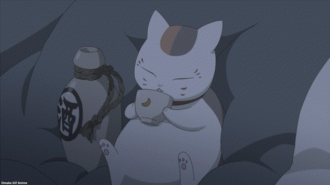 Natsume Yuujinchou S7 Episode 2 Nyanko Sensei Drinks Sake