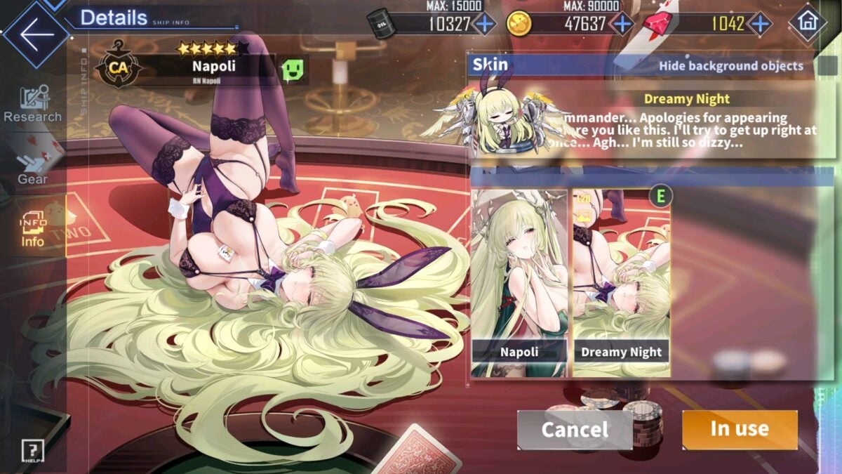 Azur Lane Skin Reomval Napoli Dreamy Night