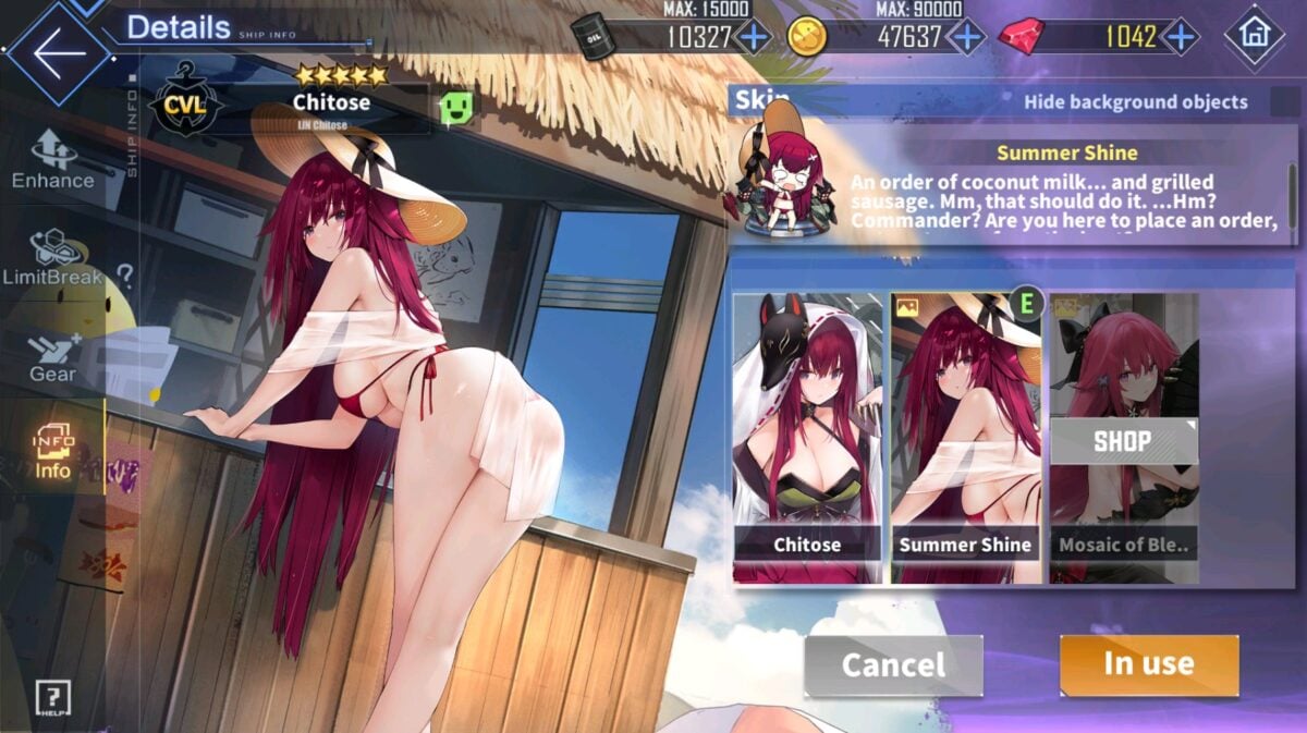 Azur Lane Skin Removal Chitose Summer Shine Outfit