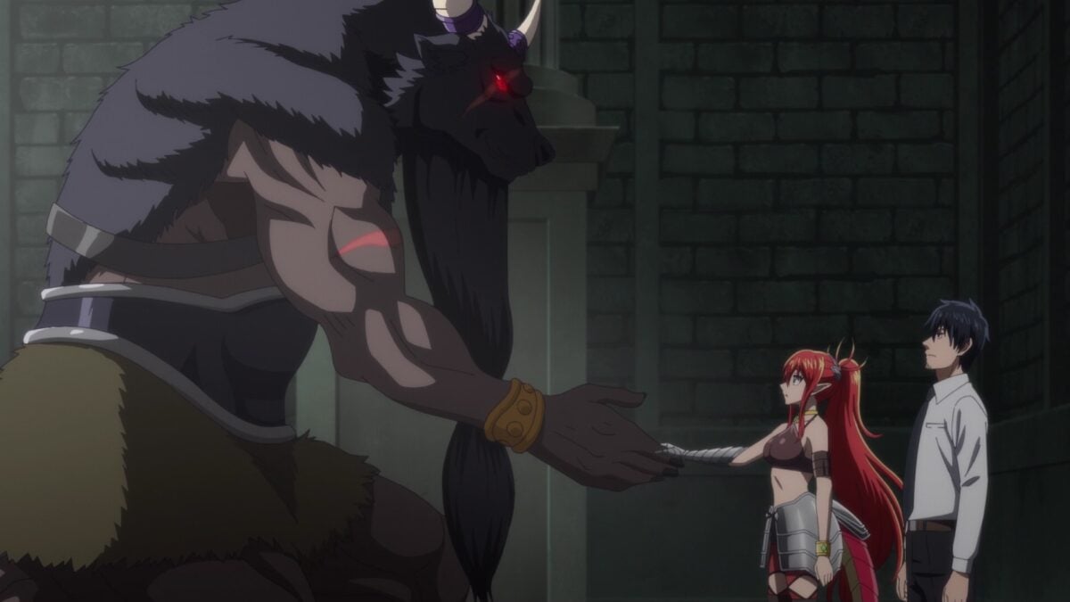 Salaryman Ga Isekai Ni Ittara Shitennou Ni Natta Hanashi Episode 1 Minotaur Shakes Urmander Hand