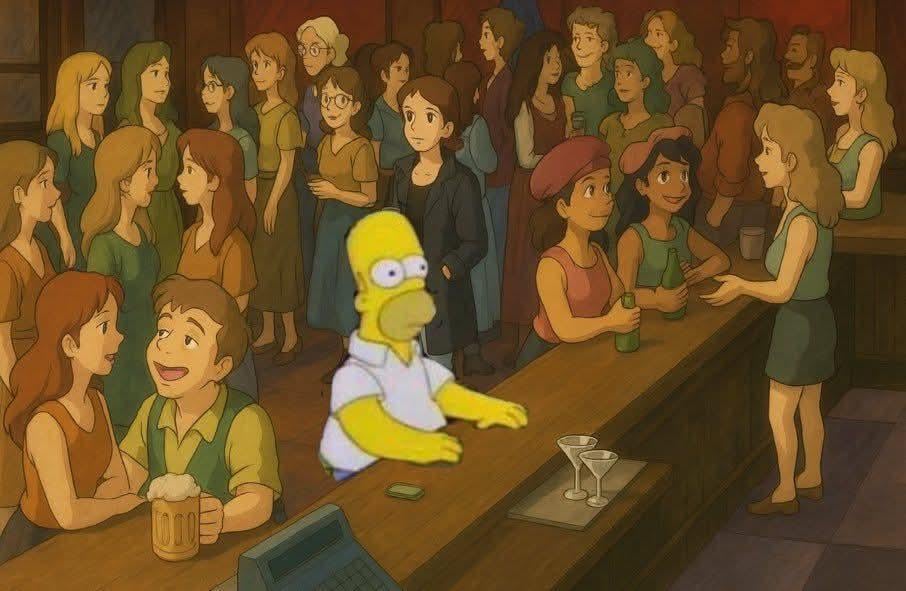 Homer Simpson And Ai Ghibli Art