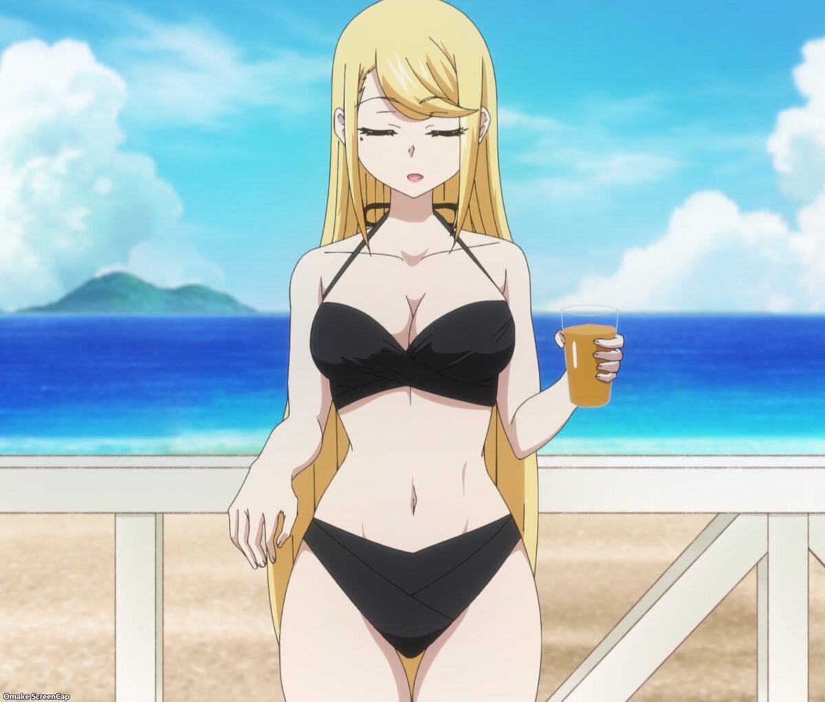 Yandere Dark Elf Episode 11 Black Bikini Cecil Leans Against Rail