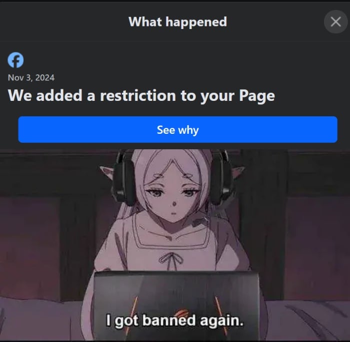 Facebook Frieren Banned Meme